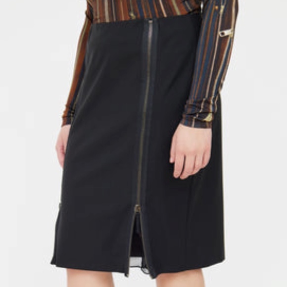 Jean Paul Gaultier | Wool Skirt with Zipped Silk Panels NWOT | Size 6 - Picture 3 of 4